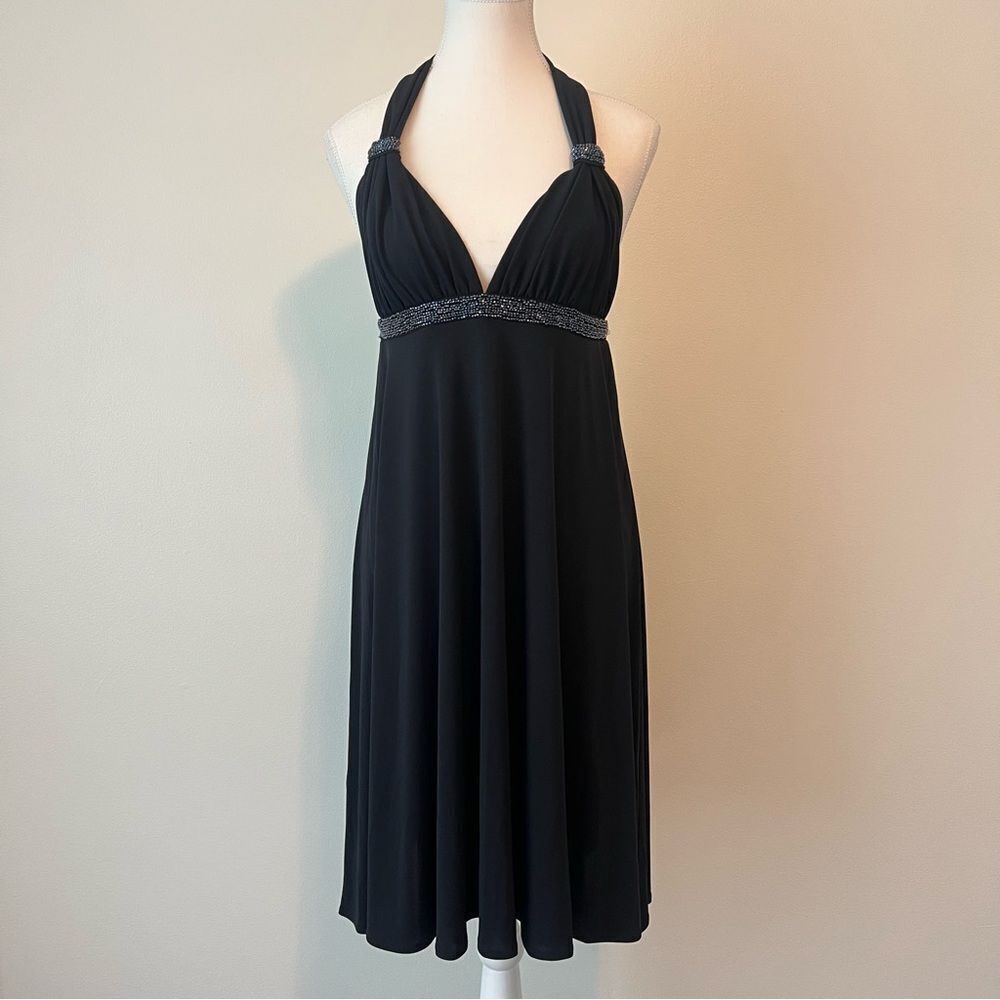 Express Halter Beaded Black Mini Dress Size Small… - image 5